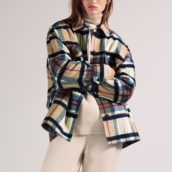 Zara Plaid Wool Shacket Overshirt Size XL - Picture 4 of 14